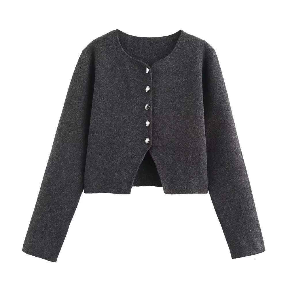 BMURHMZA Women's Simple Single breasted Solid Color Sweater Cardigan Winter New Long Sleeve Round Neck Flat Needle Coat