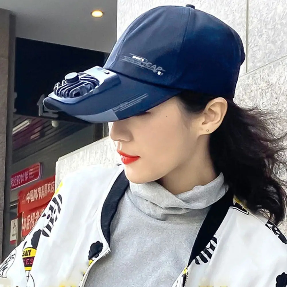 Womens Summer USB Charging Cooling Fan Baseball Hat Outdoor Golf Sunshade Hat 2-Speed Adjustable Foot Hat Hiking Beach Sun Hat 250430