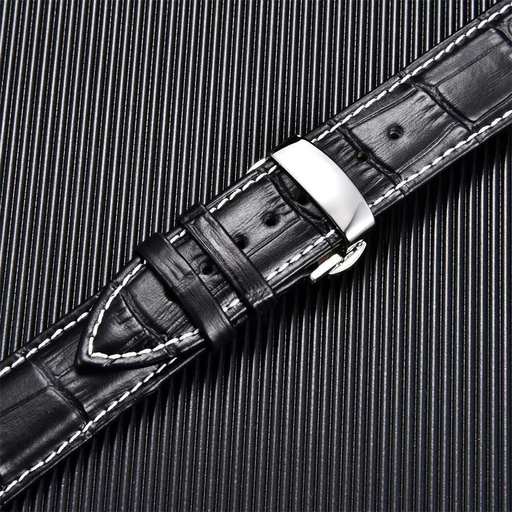 Genuine Calfskin Leather Watchbands Business Replace Watch Band 18Mm 20Mm 22Mm 24Mm With Butterfly Buckle Wristwatch Strap