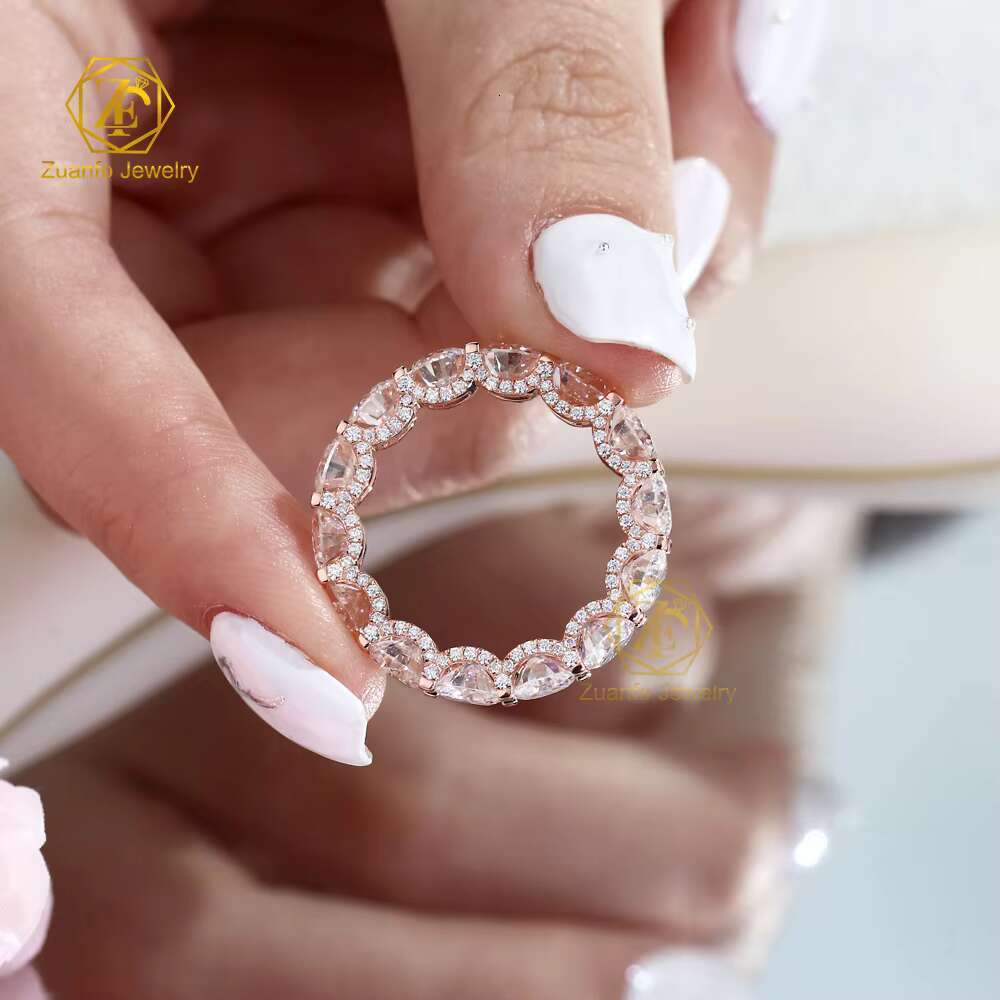 5mm Round Cut VVS D Color Eternity Engagement Tennis Ring Iced Out S925 Silver Moissanite for Men and Women