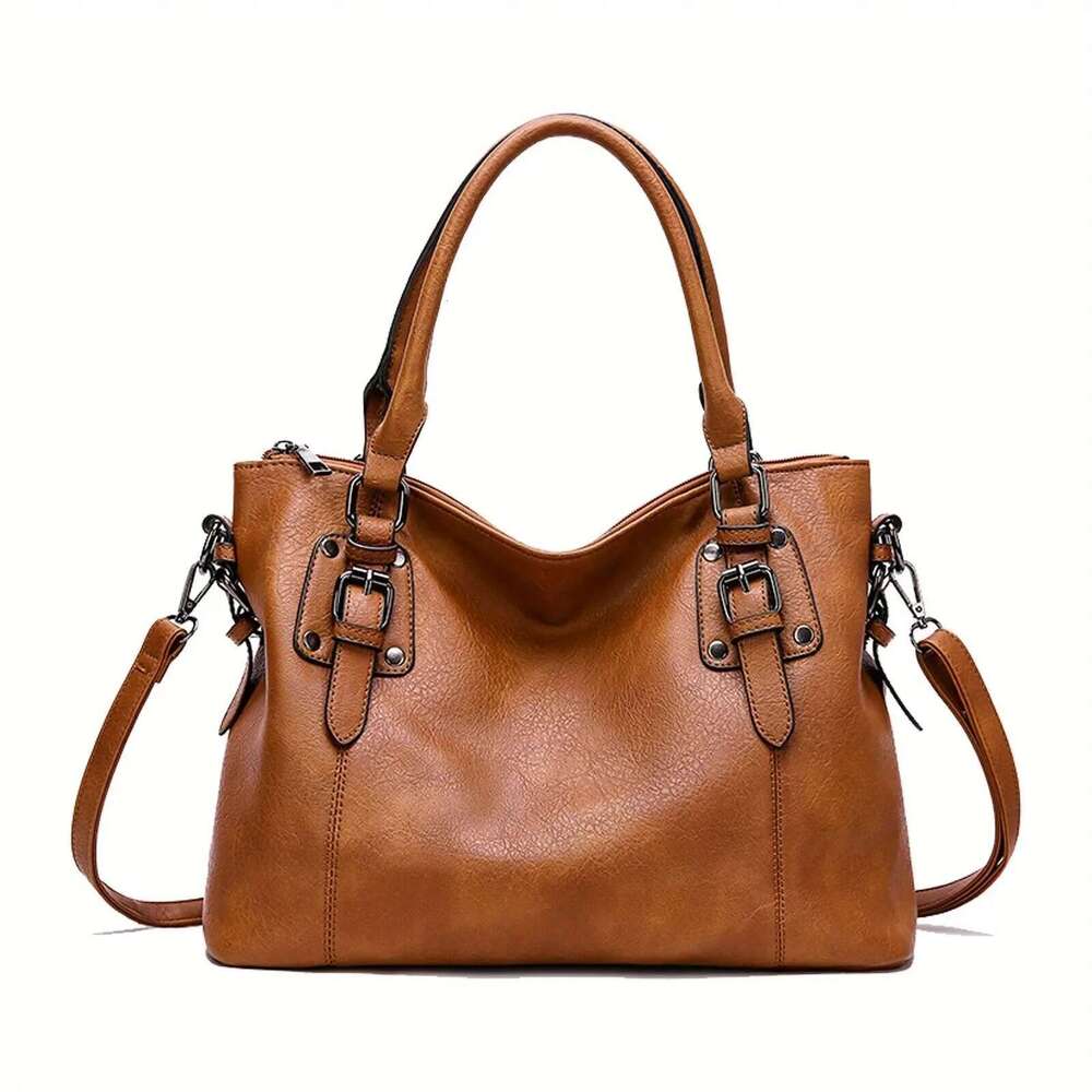 Large Capacity Tote Retro Designer Women Handbags Soft Pu Leather Multi-pocket Casual Ladies Shoulder Crossbody Bag