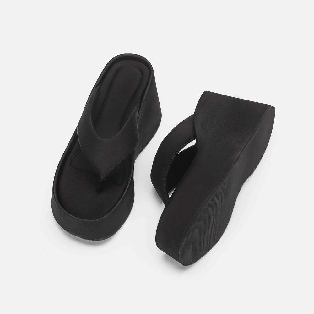 Fashion Toe Clip Slippers Outdoor Slip-on Women's Sandals Wedge Heels Women Platform Party Height Increasing Shoes