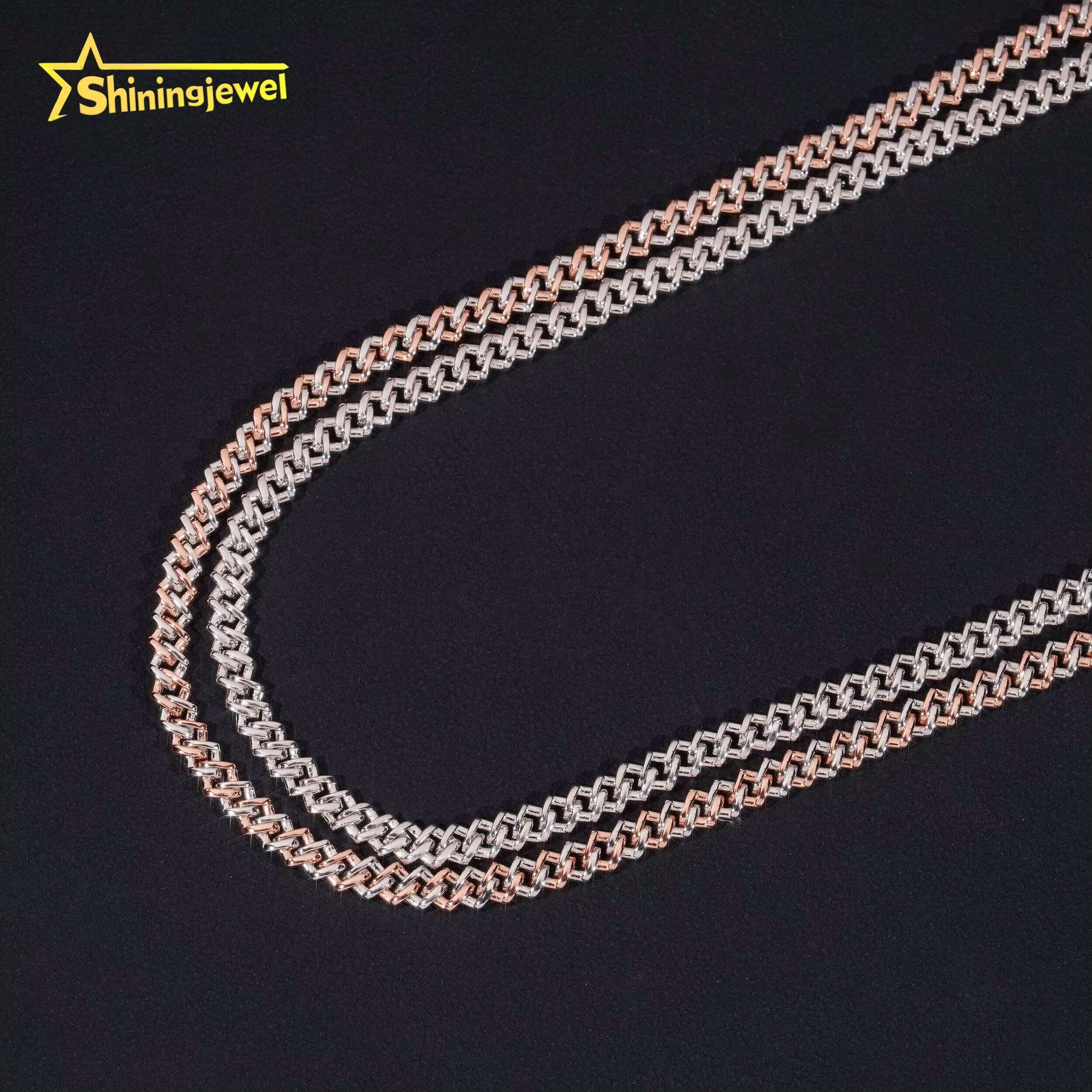 Iced OutJewelry One Row Hip Hop Thin Two Tone 5mm Width Pass Diamond Tester 925 Sliver Moissanite Cuban Link Chain