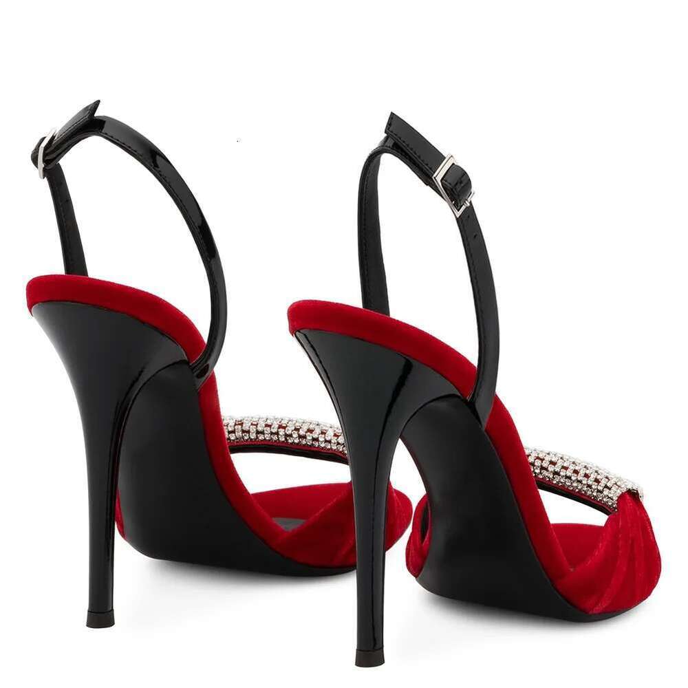 Summer new veet rhinestone ribbon sexy open-toe thin high-heeled banquet dress customized large-size women's sandals