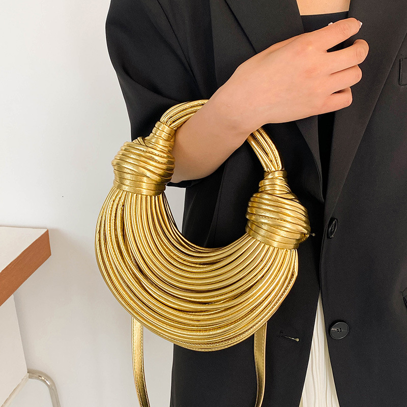 Free shipping 2025 new designer bag Luxury hand woven bread Lamian Noodles wrap line hand-held shoulder armpit bag