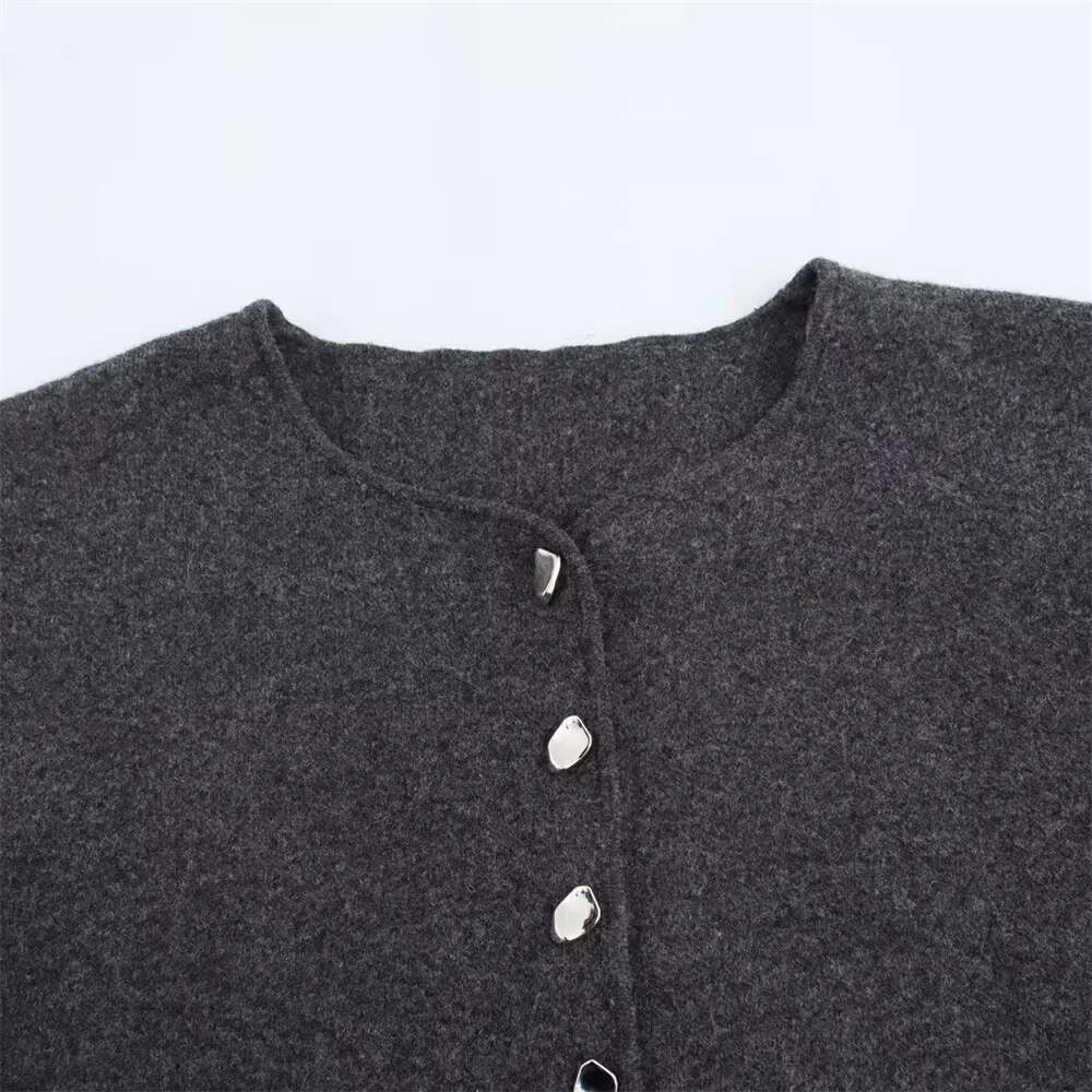 BMURHMZA Women's Simple Single breasted Solid Color Sweater Cardigan Winter New Long Sleeve Round Neck Flat Needle Coat