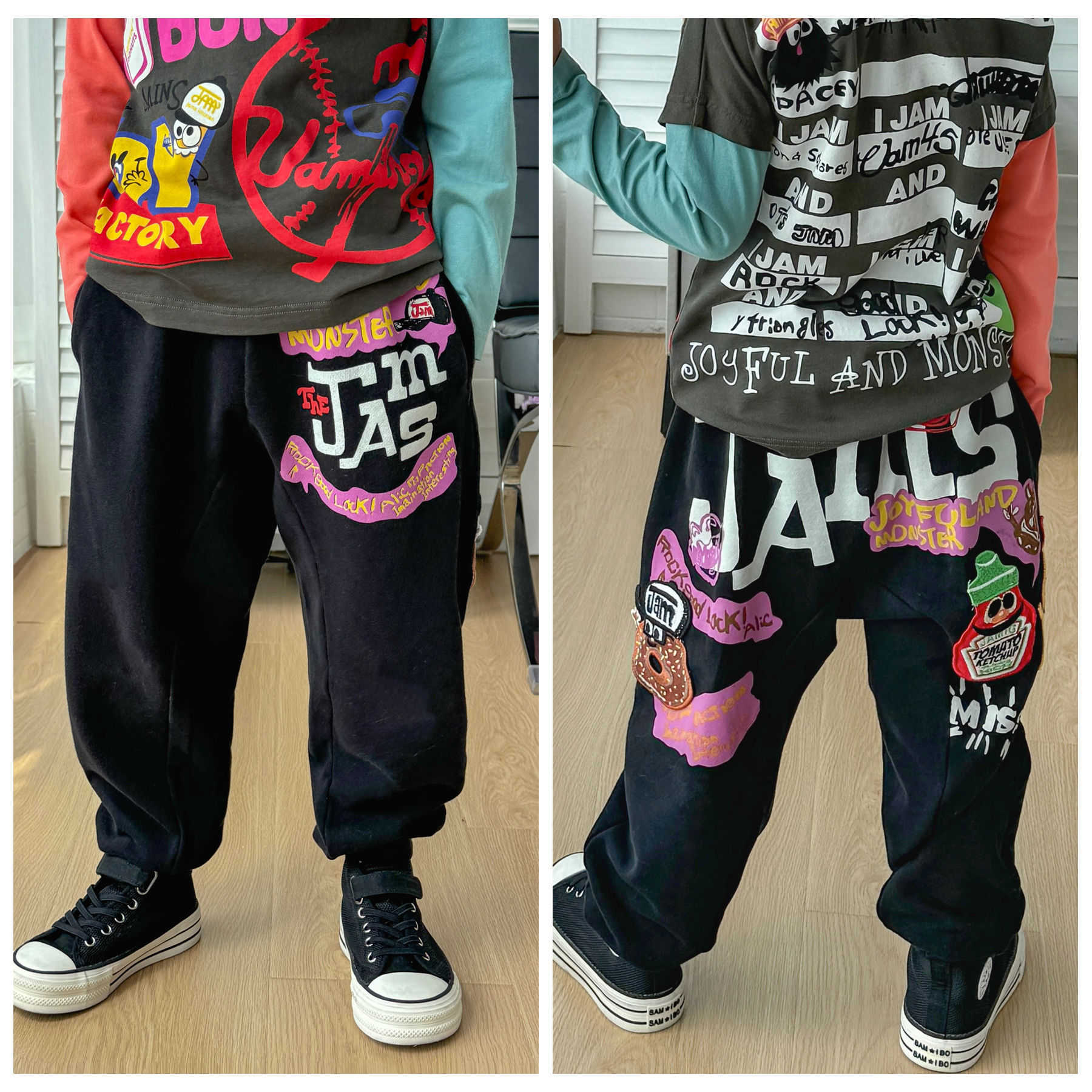 Jam Trendy Loose Haren Pants for Boys and Girls Cartoon Graffiti Waist Pants Big Butt Pants Tall Y2504300A4U