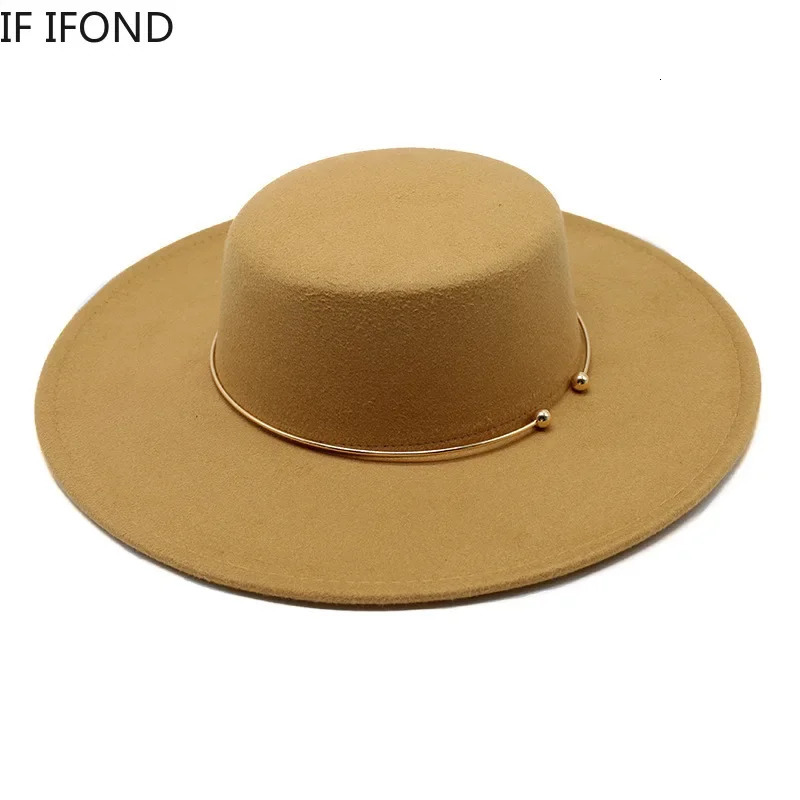French Style 10CM Wide Brim Derby Top Hat Socialite Wind Hepburn Wind Wool Felt Fedoras Hat Elegant Wedding Dress Hat 250430