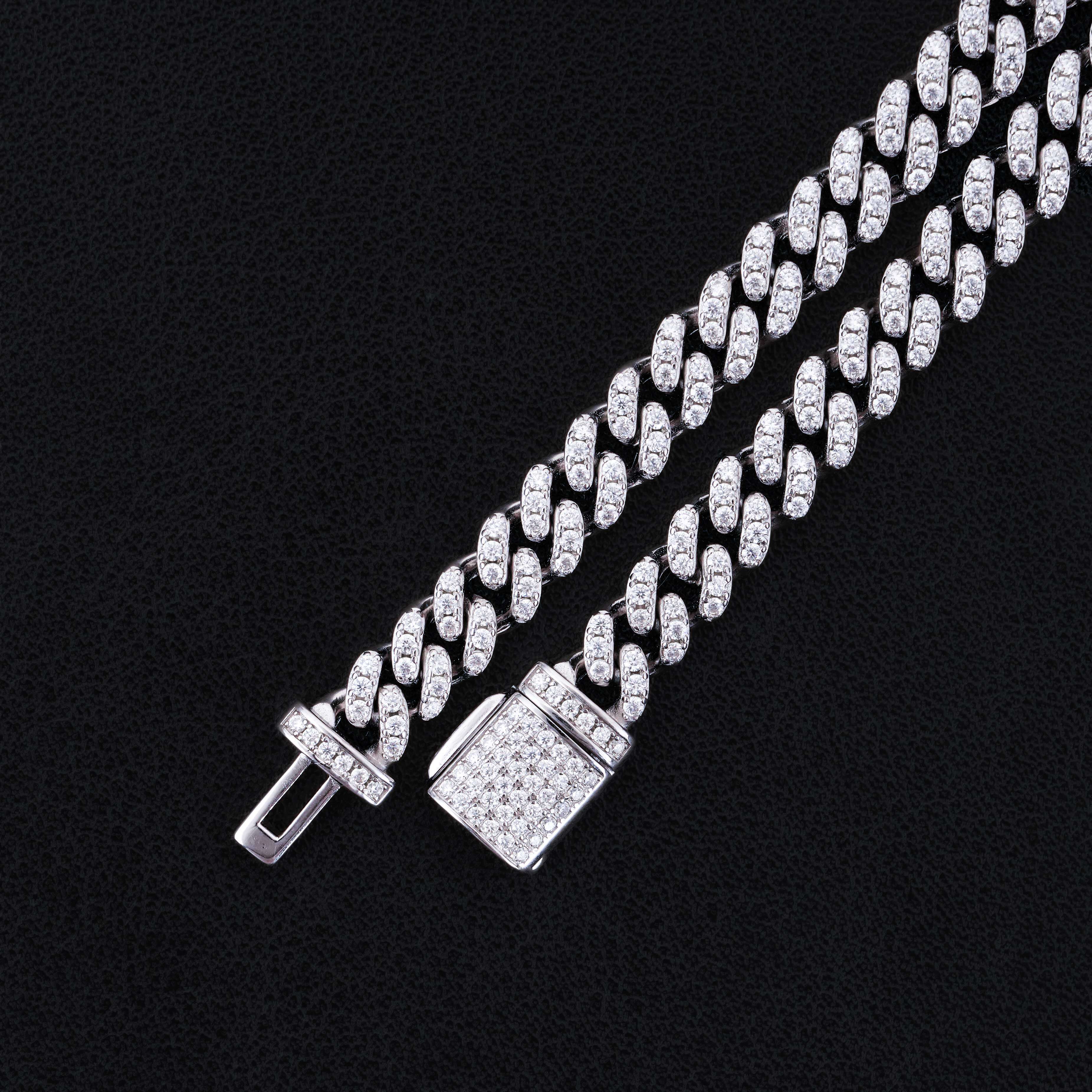 Hot Selling 925 Sterling Silver D-Color Moissanite Trendy Hip-hop Cuban Bracelets in 6mm 8mm 10mm Sizes