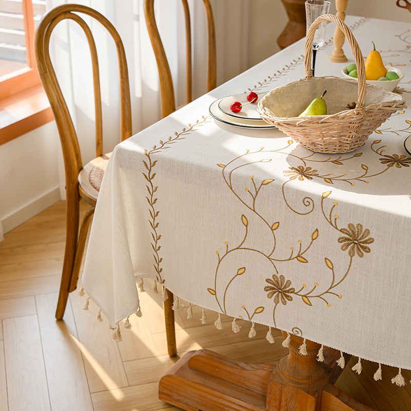 A629 modern simple white tablecloth ins style cotton and linen fabric small fresh coffee table rectangular desk waterproof tablecloth