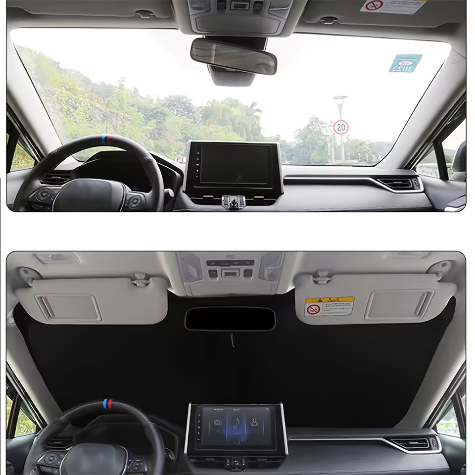 Foldable Titanium Silver Car Windshield Sun Visor, UV Heat Blocker, Car Front Window Sun Visor, Parking Sun Visor Accessories Car Windshield Sunshade