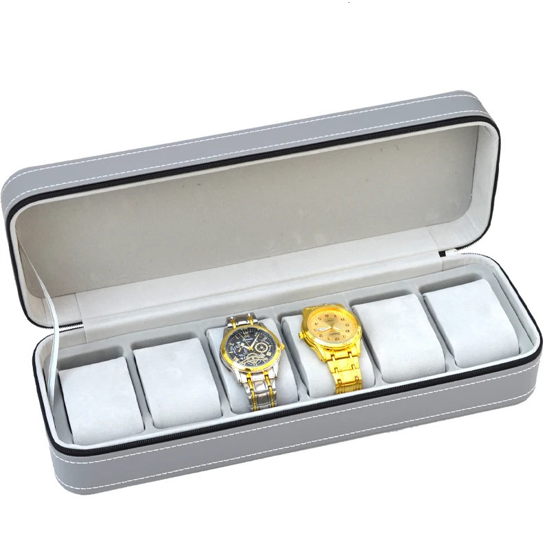 Travel Dustproof Embedded Watch Box Zipper Portable PU Leather Storage Box Watch Display Box for Travel and Gifts 250430