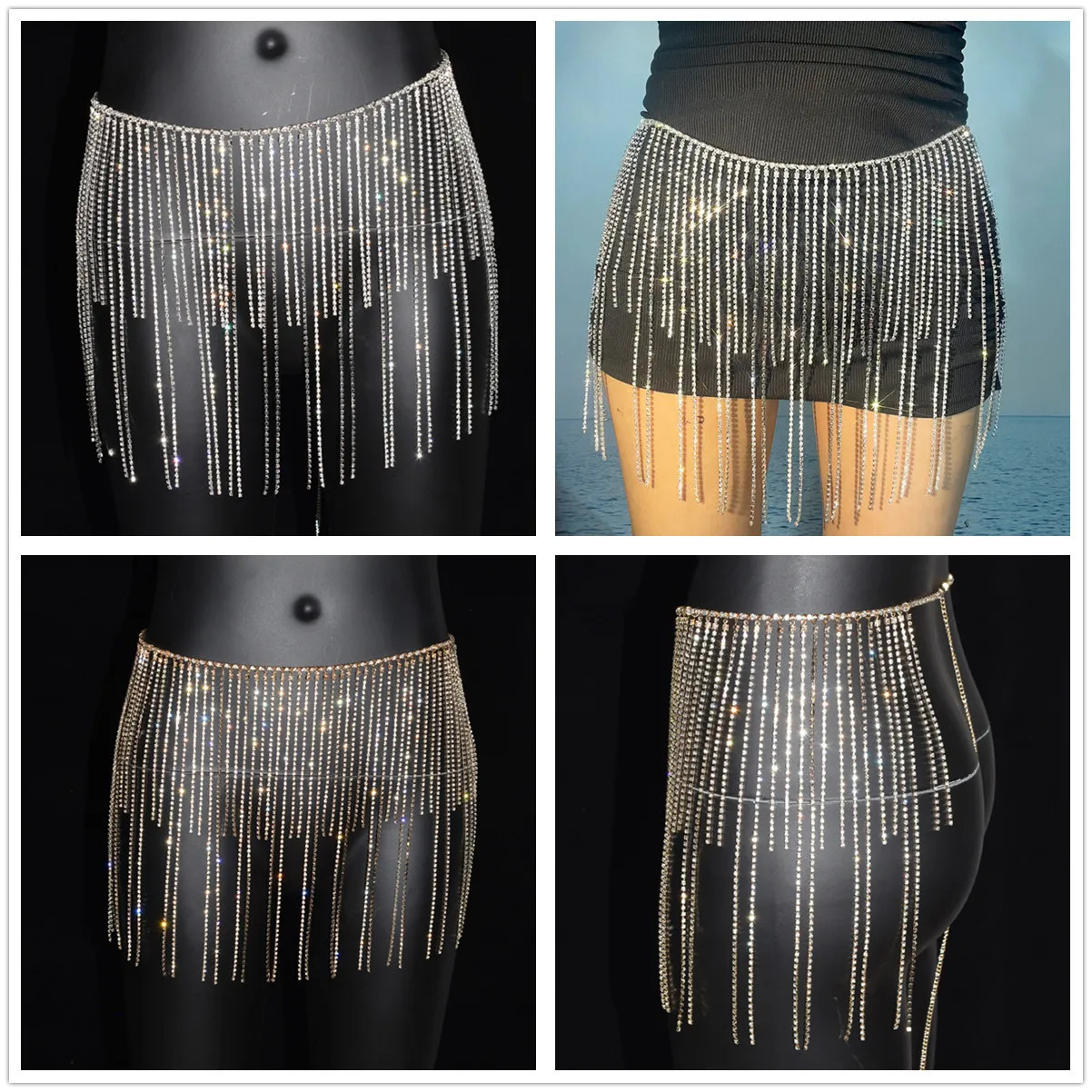 Sexy and shiny rhinestone waist chain tight fitting clothes for womens fashion stage performance body chain outdoor party jewelry 250425