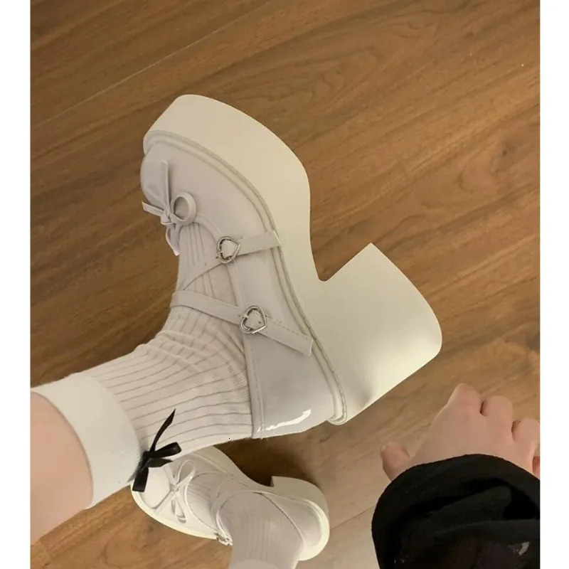 Lolita shoes womens Japanese style Mary Jane shoes womens retro shallow high heels thick platform shoes cosplay womens sandals 250425