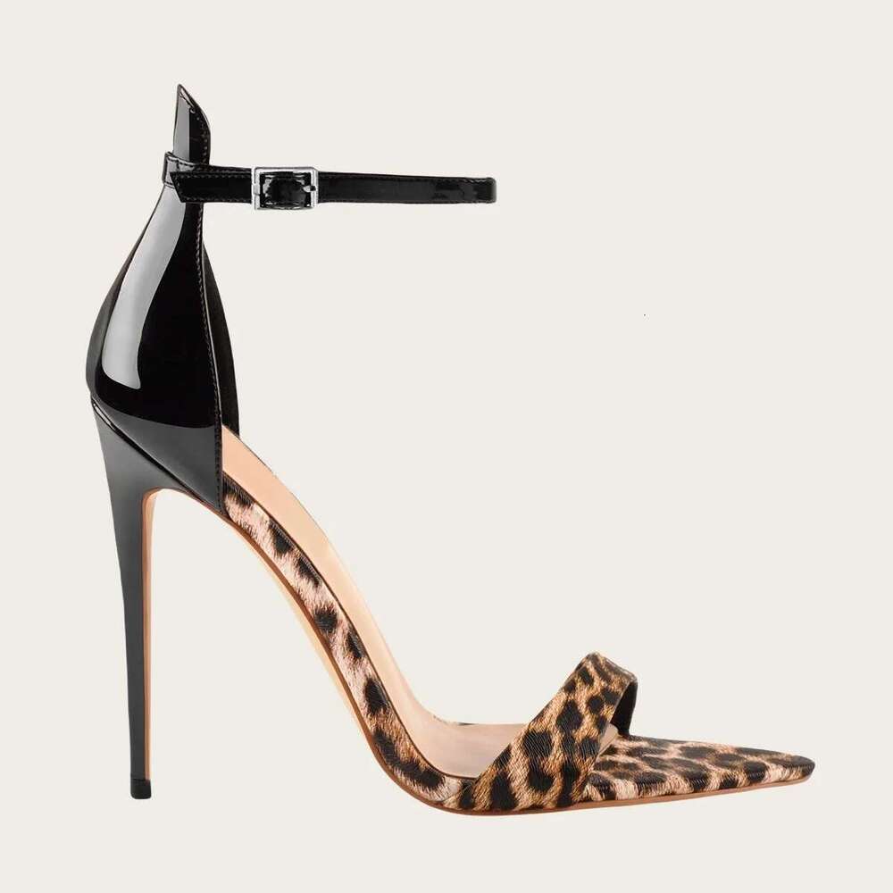 Fashionable Sexy Leopard Print High Color Blocked Open Toe Stiletto Heels For Dinner Party Dress Shoes Women