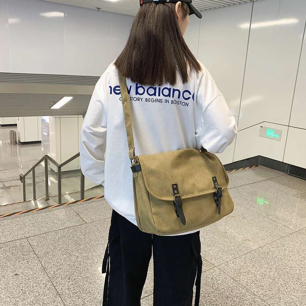 designer bag Canvas Crossbody Bag Solid Color Fashion Unisex Shoulder Totes Large Capacity Flap Buckle Tote Book Bags Handbags Girls Satchels