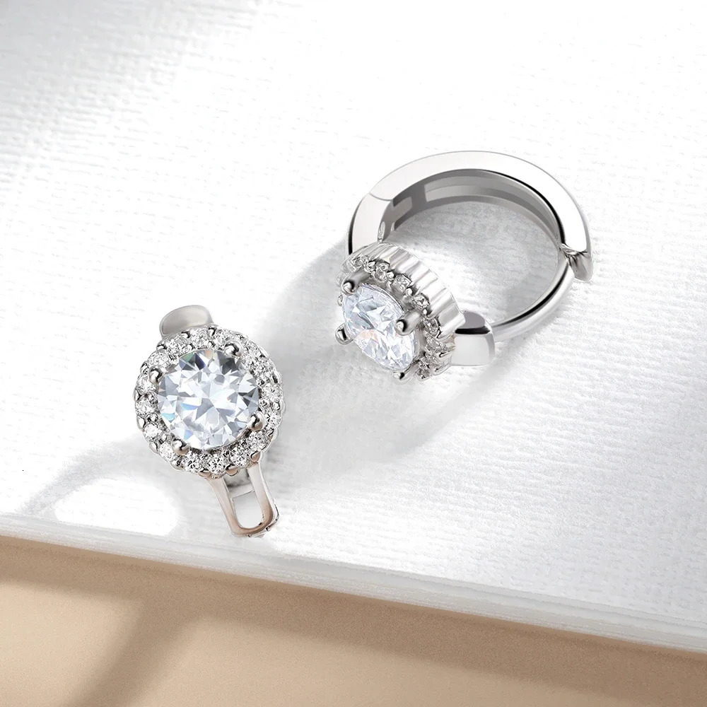Serenty 2ct D Color Hoop Earrings For Women Wedding Bridal S925 Sterling Silver Couples Stud Earring Anniversary Gift 250420
