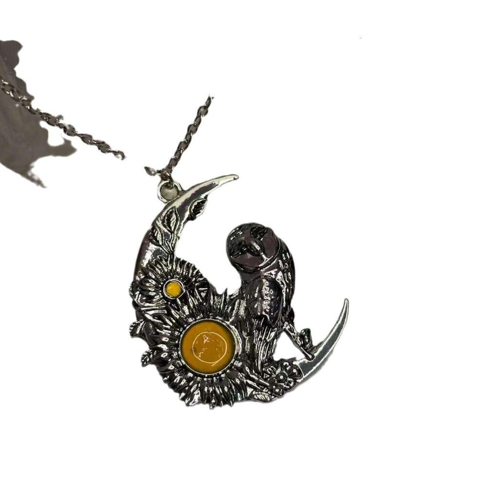 Kaiyi Creative Suower Crescent Owl Pendant Necklace For Women's Fashion And Temperament Accessories