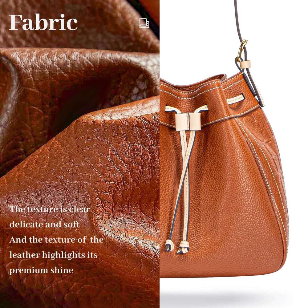 Drawstring Mouth Design Women Fashion Bucket Pure Colour Simple Crossbody Season New Party Shoulder Bag