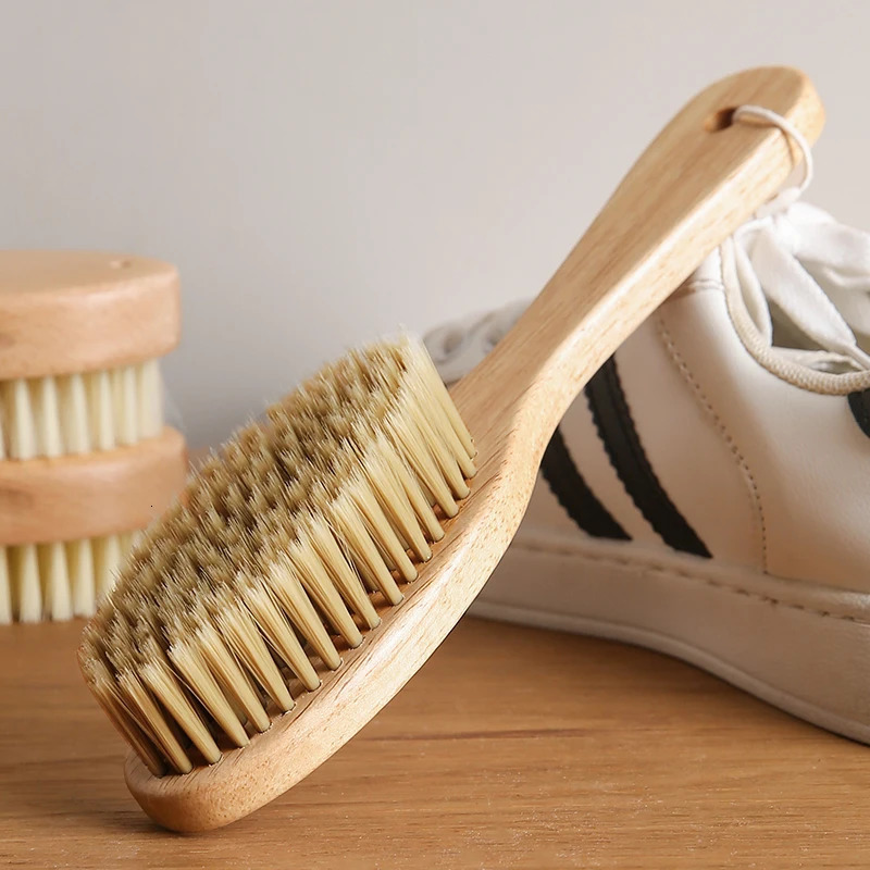 Shoe cleaning brush laundry brush rubber wood brush soft brush non damaging to shoes clothing household cleaning tools 250425