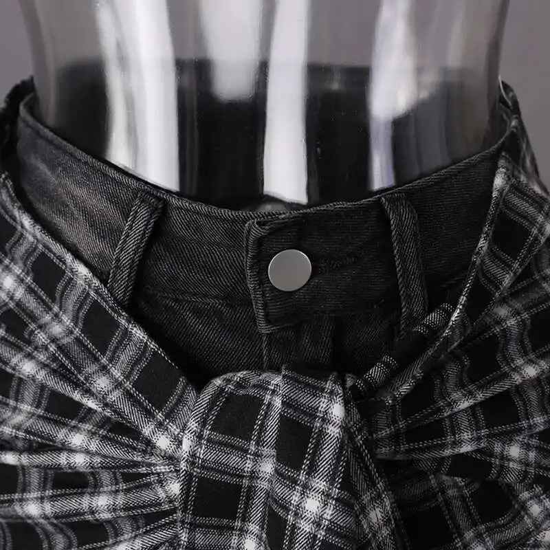 DEAT Fashion Womens Irregular Plain Waist Belt 2-piece Jeans High Waist Straight Jeans Womens Project CPG3008 250423