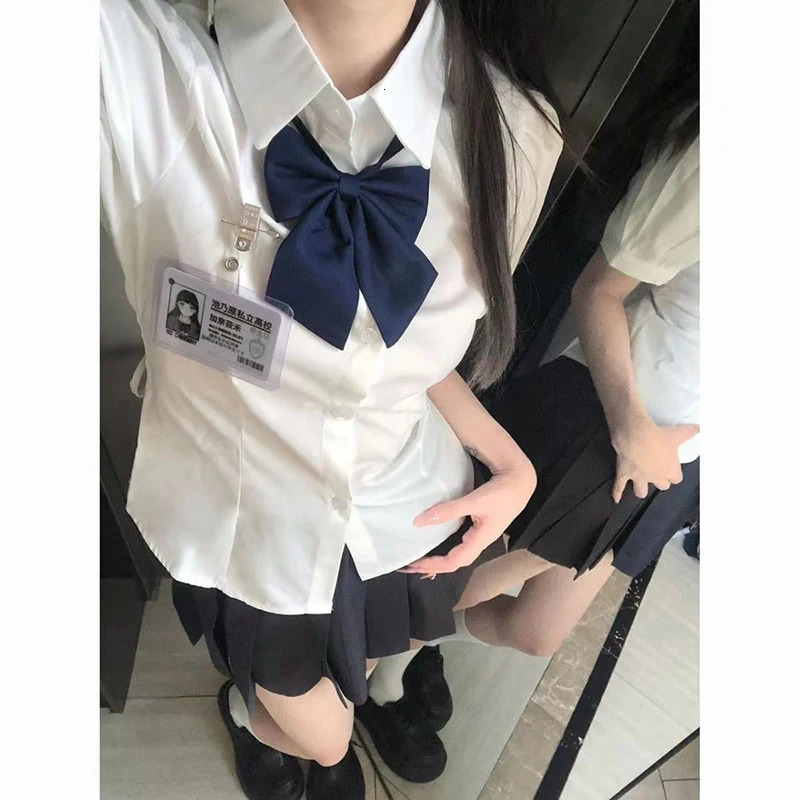 White Sweet Shirt Women Korean Fashion Preppy Style Jk Bandage Short Sleeve Shirt Ladies Summer Y2K Slim Elegant Bow Tops 250425