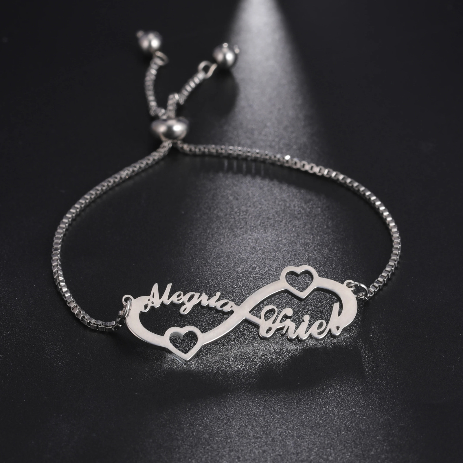 Sipuris Infinity Custom Name Bracelet Stainless Steel Adjustable Box Chain Personalized Bracelet For Women Fashion Jewelry Gifts 250430