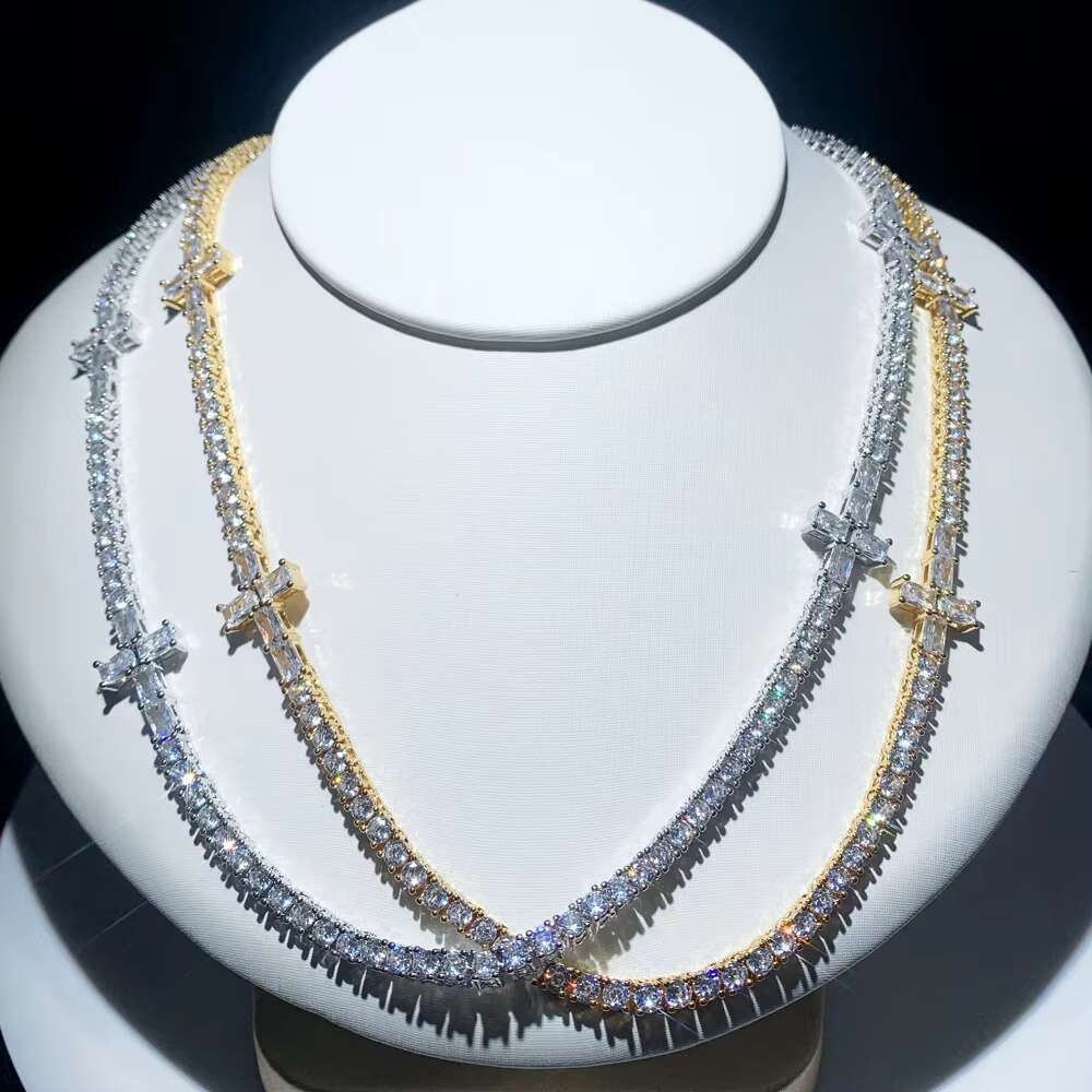 Cross Tennis Chain Necklace Micro Pave 5A Cubic Zirconia CZ Bling Iced Out New Arrival Hip Hop Men Boy Fashion Jewelry