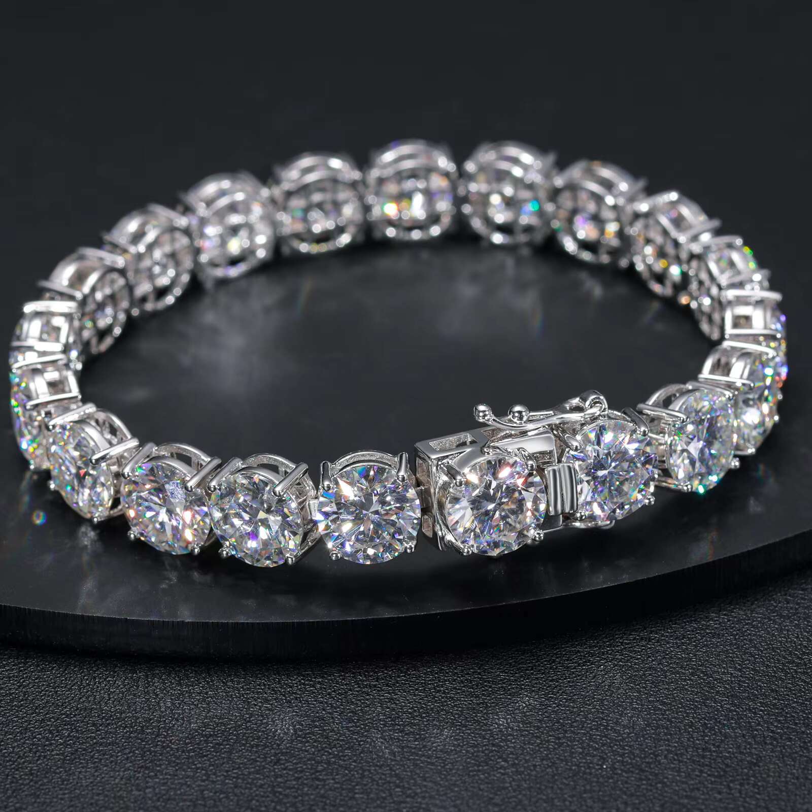 Factory Custom GRC Certificate 10K Gold Plated VVS Moissanite CZ Diamond Tennis Chain 3mm 4mm 5mm Bracelet for Men Women Jewelry