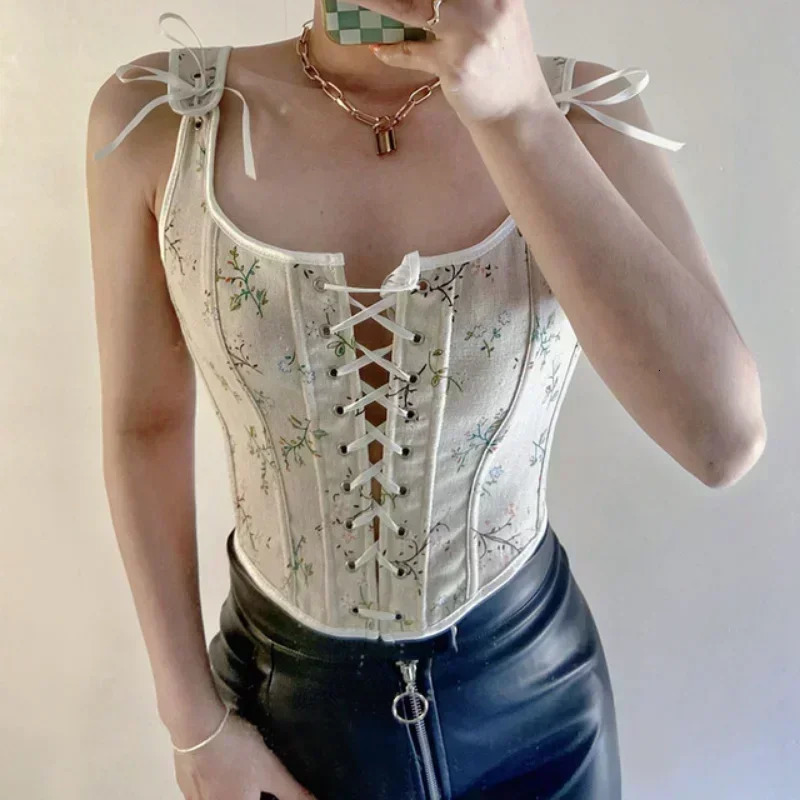 Elegant Lolita Corset Evening Party Retro Bustier Top Women Lingerie Sexy Slimming Bandage Underbust Corsets Streetwear Clothing 250424