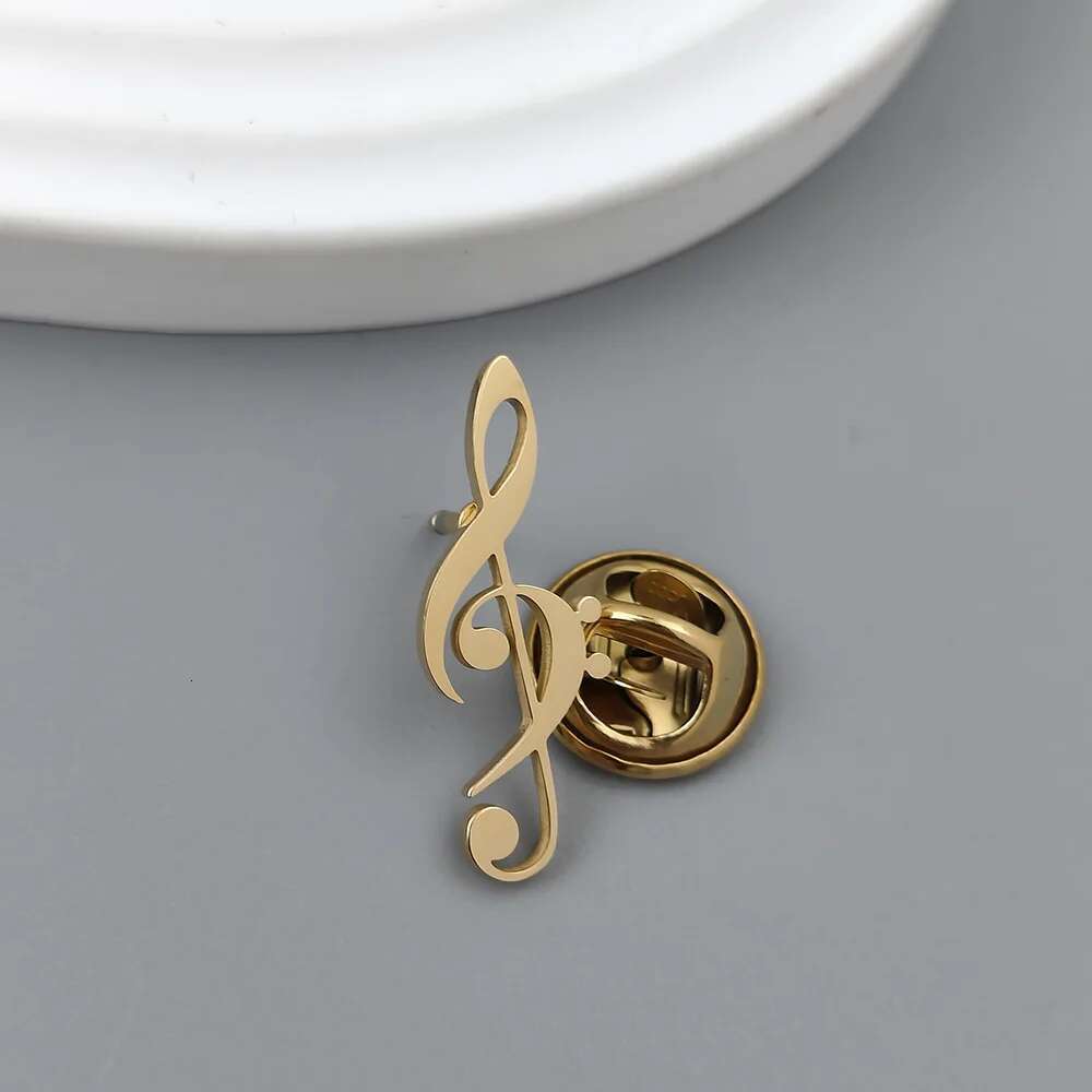 Musical Symbol Hollow Gold-Plated Badge, Collar Brooch Black, Sier Lapel Pin, Suit Accessories Set, Branded Men's Gift