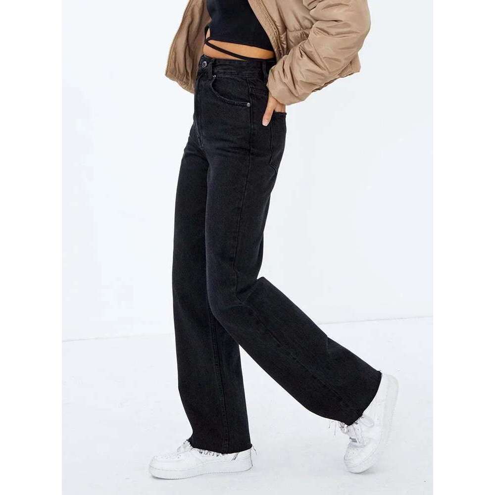 Women High Waist Wide Jeans Lady Baggy Oversized Denim Pants Streetwear Straight Leg Classic Casual Brown Long Trouser