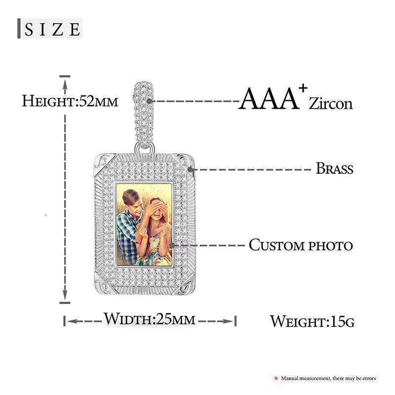 Hot Sale 5A CZ Brass Iced Out Hip Hop Custom Photo Frame Pendant Picture Pendant Necklace for Men