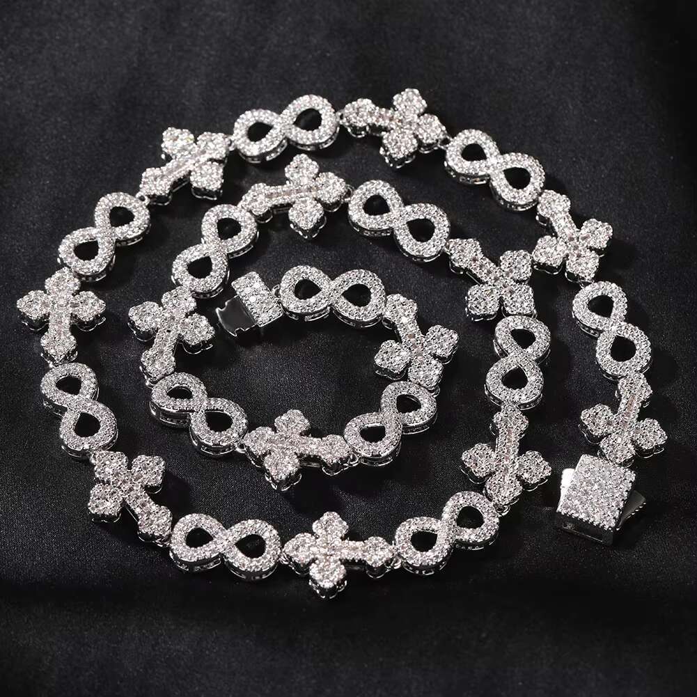 New Iced Out Hip Hop CZ Chains Infinity Cross Chains Gold Miami Cuban Link Chains Men Women Necklace for Daily Wear Stocks