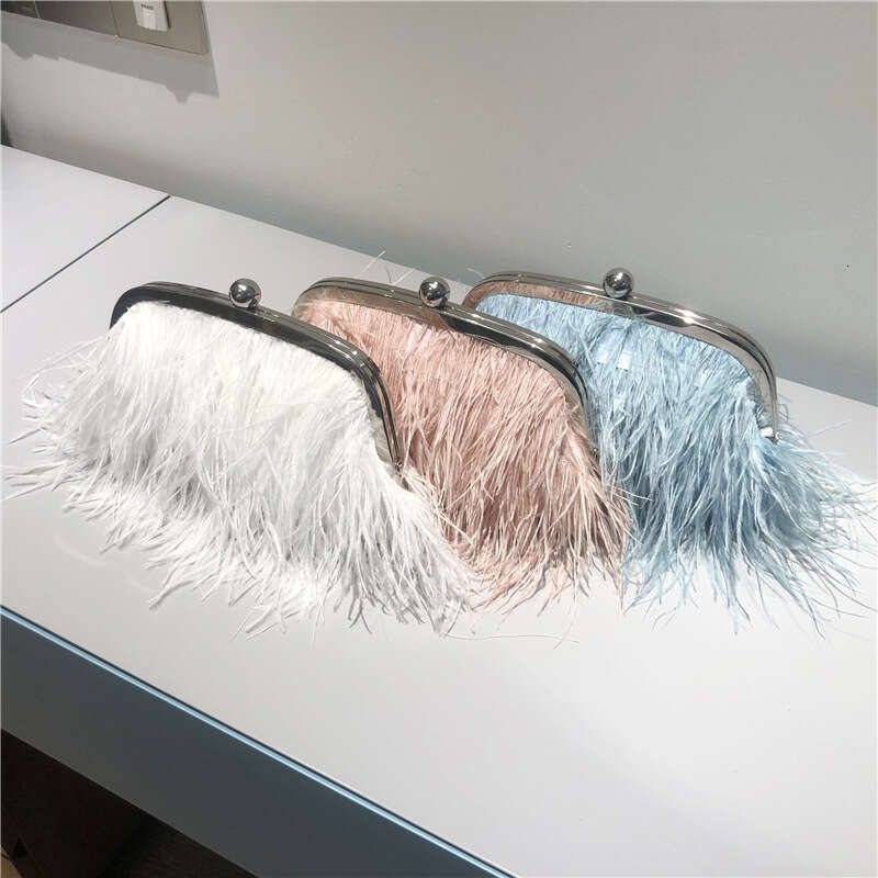 INS Turkey Hair Pearl Chain Shoulder Ostrich Grass Crossbody Dress Fur Women's Bag