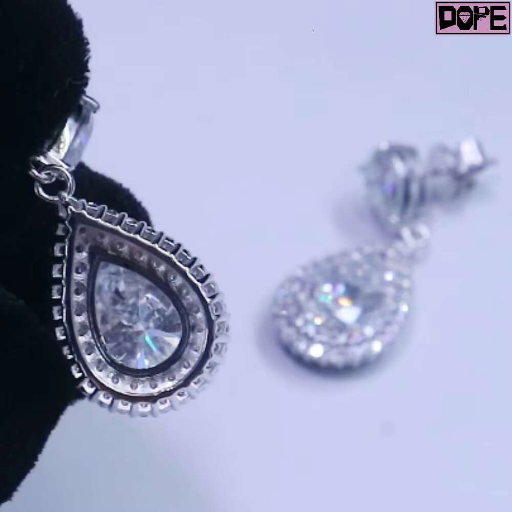 Custom Moissanite Drop Earrings 925 Sterling Sliver Vvs Iced Out Diamond 14K Gold Moissanite Earrings