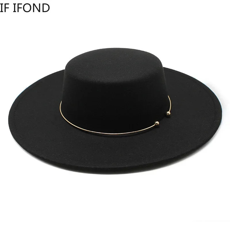 French Style 10CM Wide Brim Derby Top Hat Socialite Wind Hepburn Wind Wool Felt Fedoras Hat Elegant Wedding Dress Hat 250430
