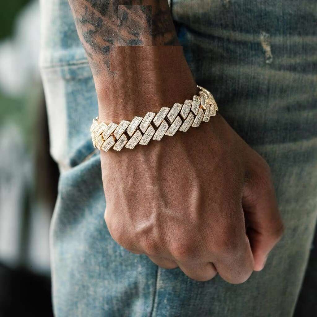 Iced Out Bling 19mm Rectangle CZ Heavy Chunky Cuban Link Chain Bracelet Silver Plated Zircon Big Bracelets Hip Hop Men Jewelry