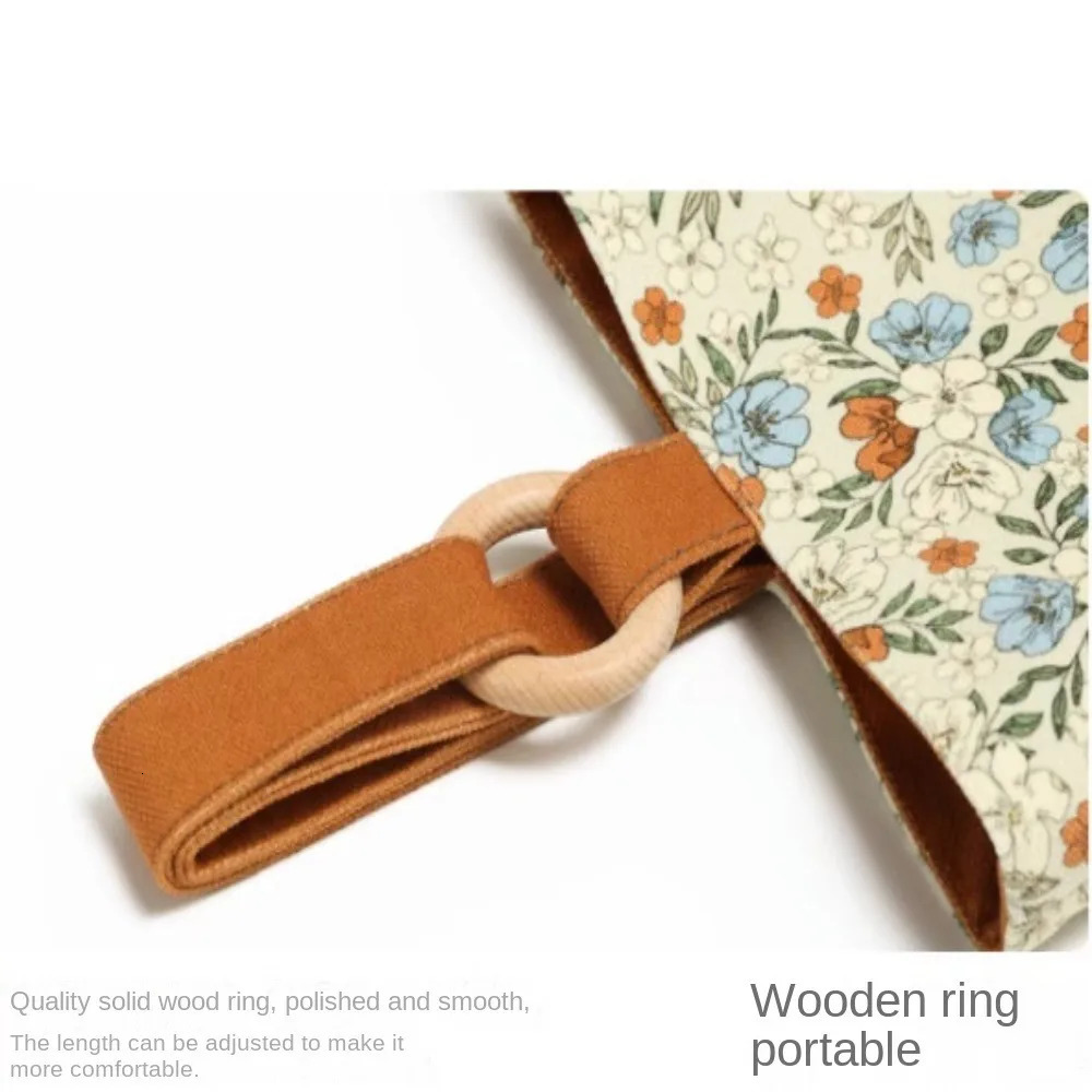 Vintage flower bucket bag large capacity mummy bag cute lunch bag canvas handbag Korean womens style 250427