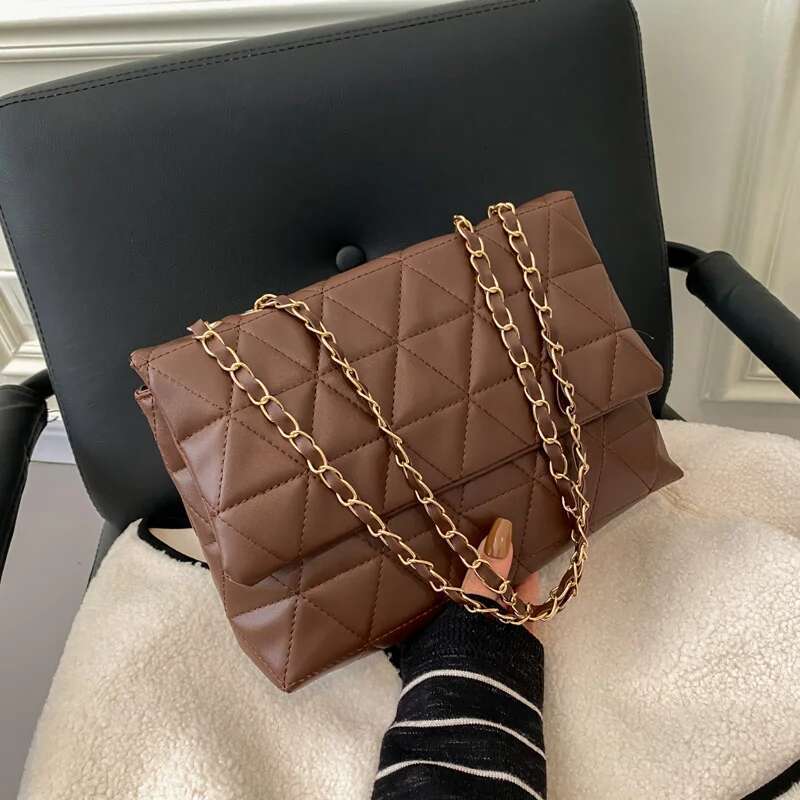 Fashion Embroidery Plaid Crossbody Bags, Casual Chain Shoulder Bag For Women Daily Used