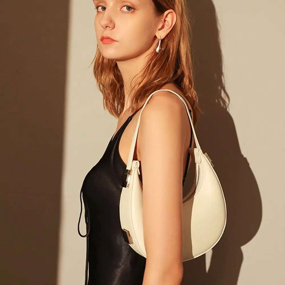 Creativity Minimalist Style Half-Moon Bag Purse Fashion High-End Armpit Handbag PU Leather Women's Shoulder Bags