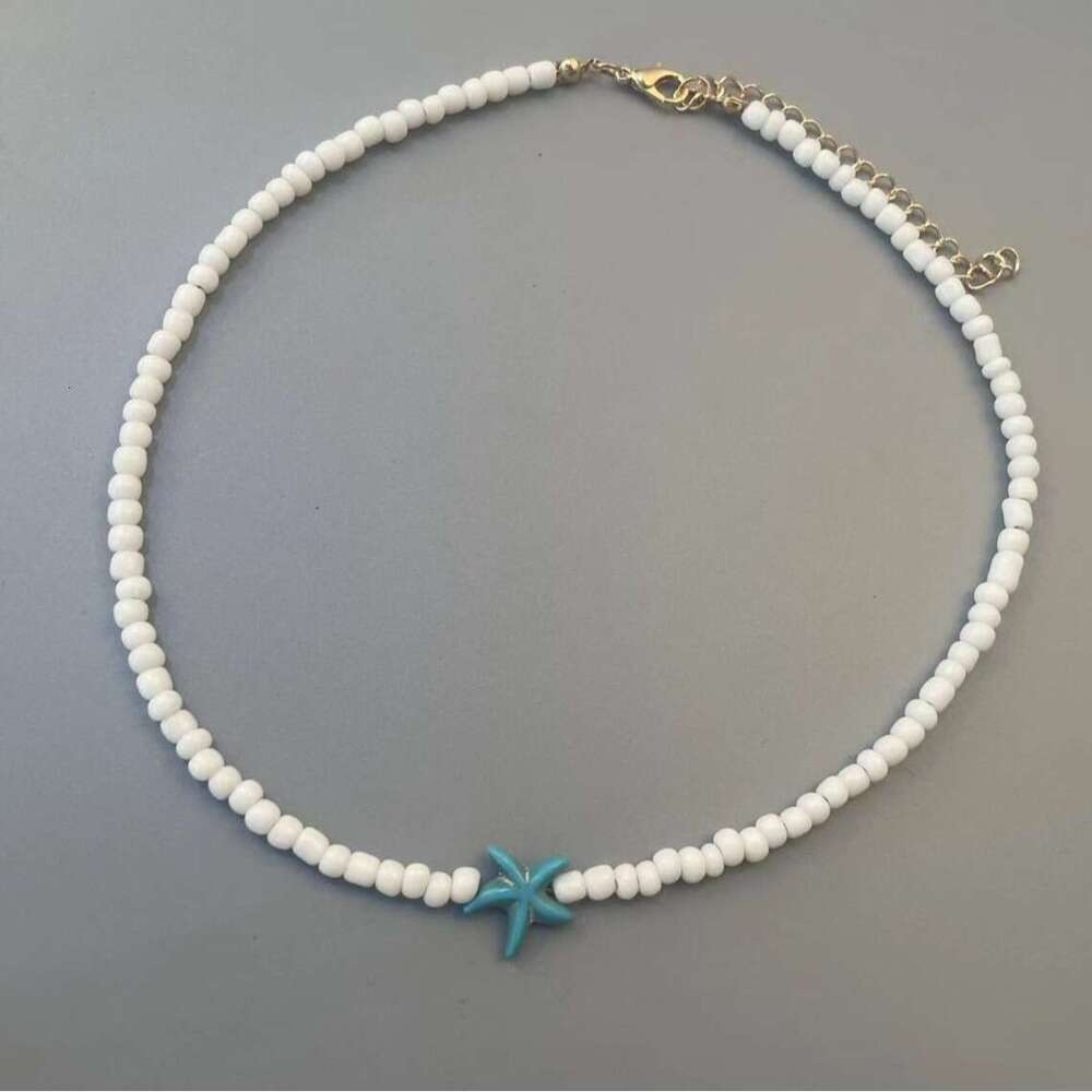 Couple Bohemian Rice Bead Necklace Handmade Beaded Clavicle Chain Beach Personalized Starfish Jewelry