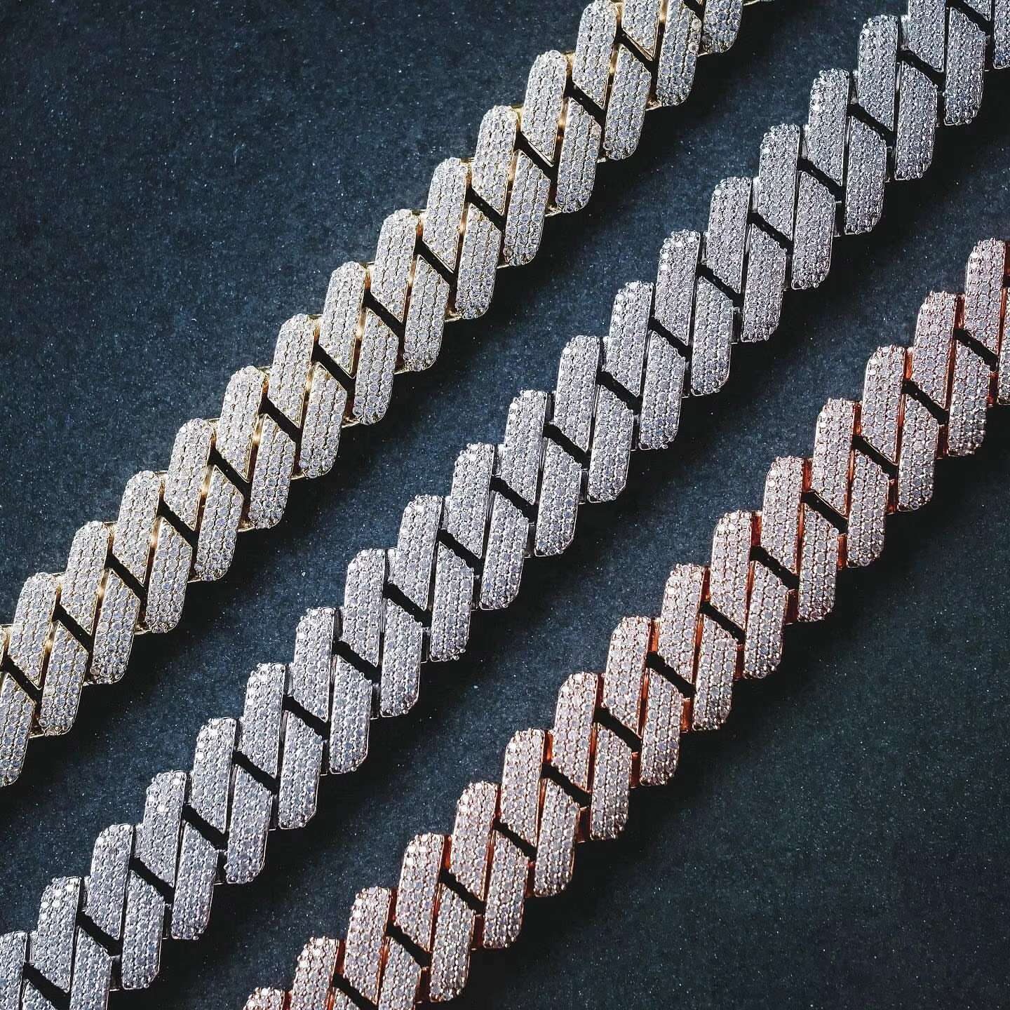 Iced Out Bling Men Necklace Hip Hop Jewelry 19mm Diamond Cuban Link Chain
