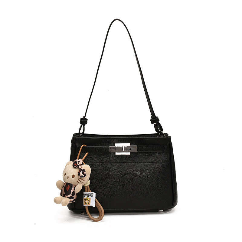 Small Niche Design Commuting Kelly New Lychee Pattern Simple Shoulder Temperament Versatile Hand-Held Crossbody Bag