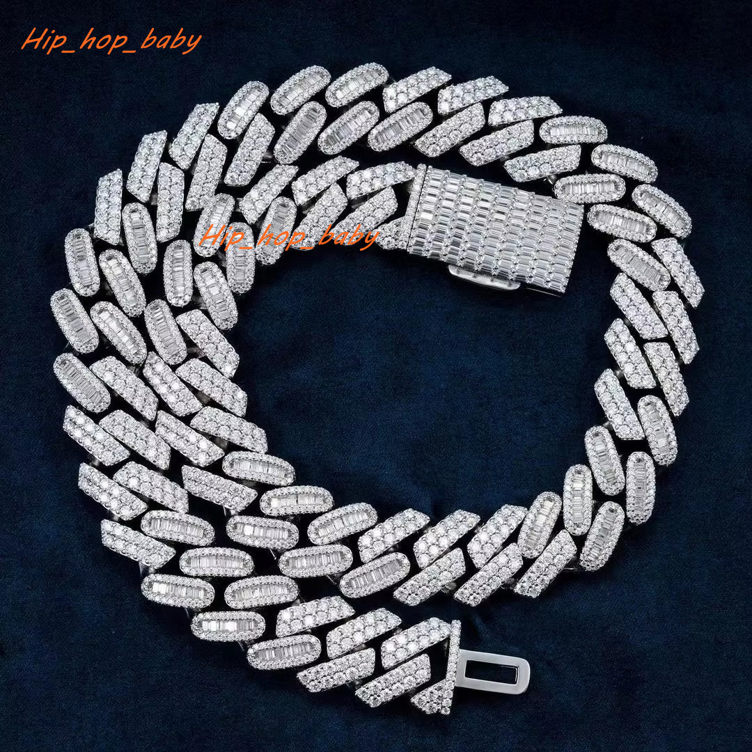 Popular Moissanite Cuban Chain Custom Hip Hop Jewelry 15mm Iced Out 14k Gold Real Cuban Link Chain