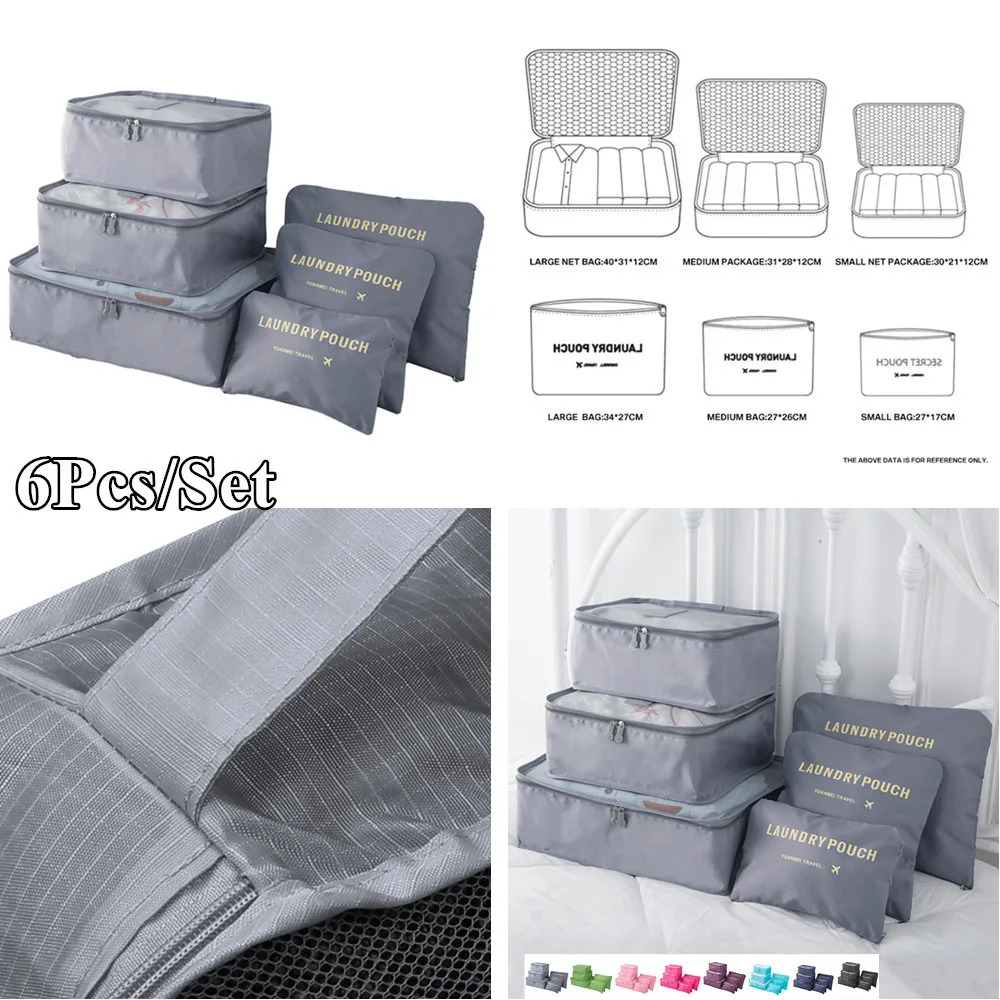 8/7/6-piece travel organizer storage bag luggage packaging set portable luggage organizer clothing shoe bag 250430