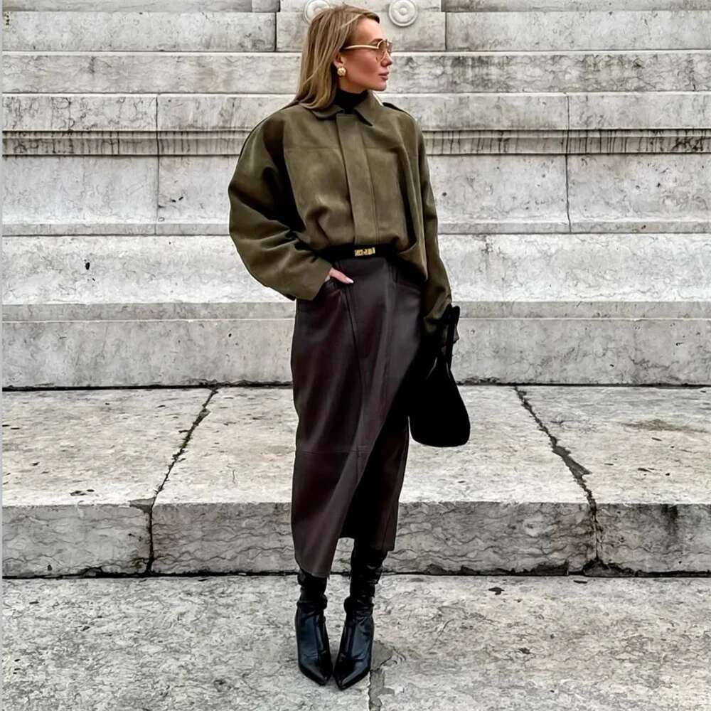2025 New Women's Clothing European and American Style Fashion Design Sense Composite Suede Short Collar Jacket Coat
