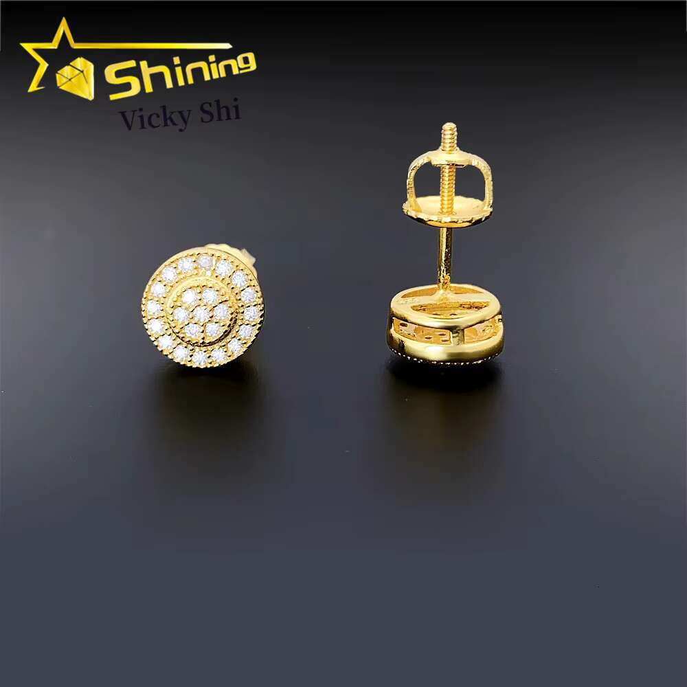 Wholesale Price Hip Hop Earrings Pass Diamond Tester Vvs Moissanite Screw Back 925 Sterling Silver Stud Earrings