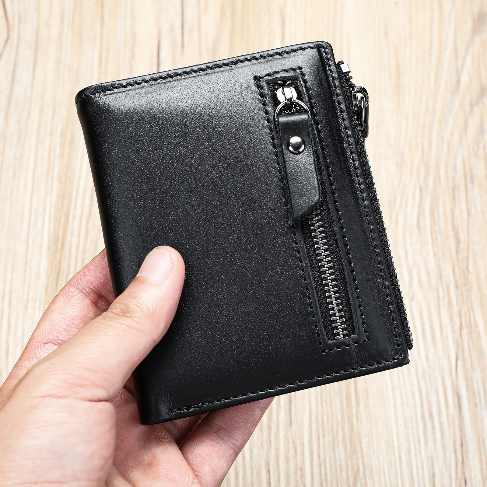 Men's Genuine Leather Zero Leisure Vertical Top Layer Cowhide USD Clip Wallet Trendy