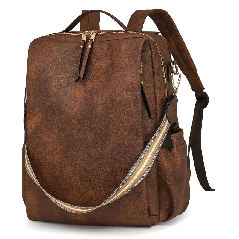 sellers Retro PU Leather Womens Bag - Retro Multi Pocket Shoulder Bag with Laptop Cover and Adjustable Shoulder Strap 250427